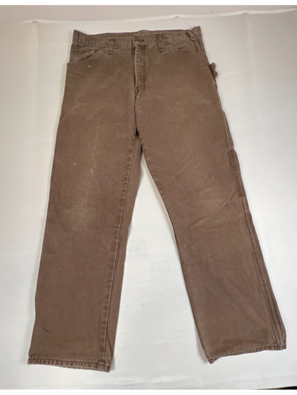 Dickies Men 38x34 Loose Fit Duck Carpenter Pants Brown Cotton